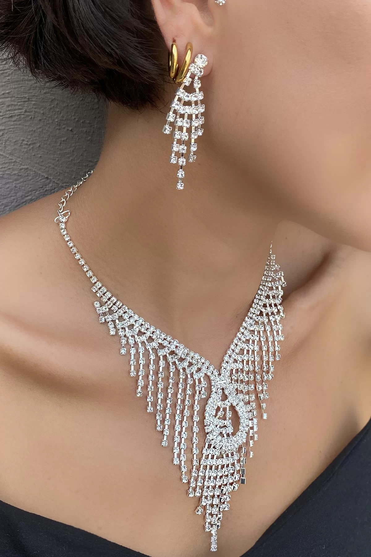 Abiye Kolye Küpe Set