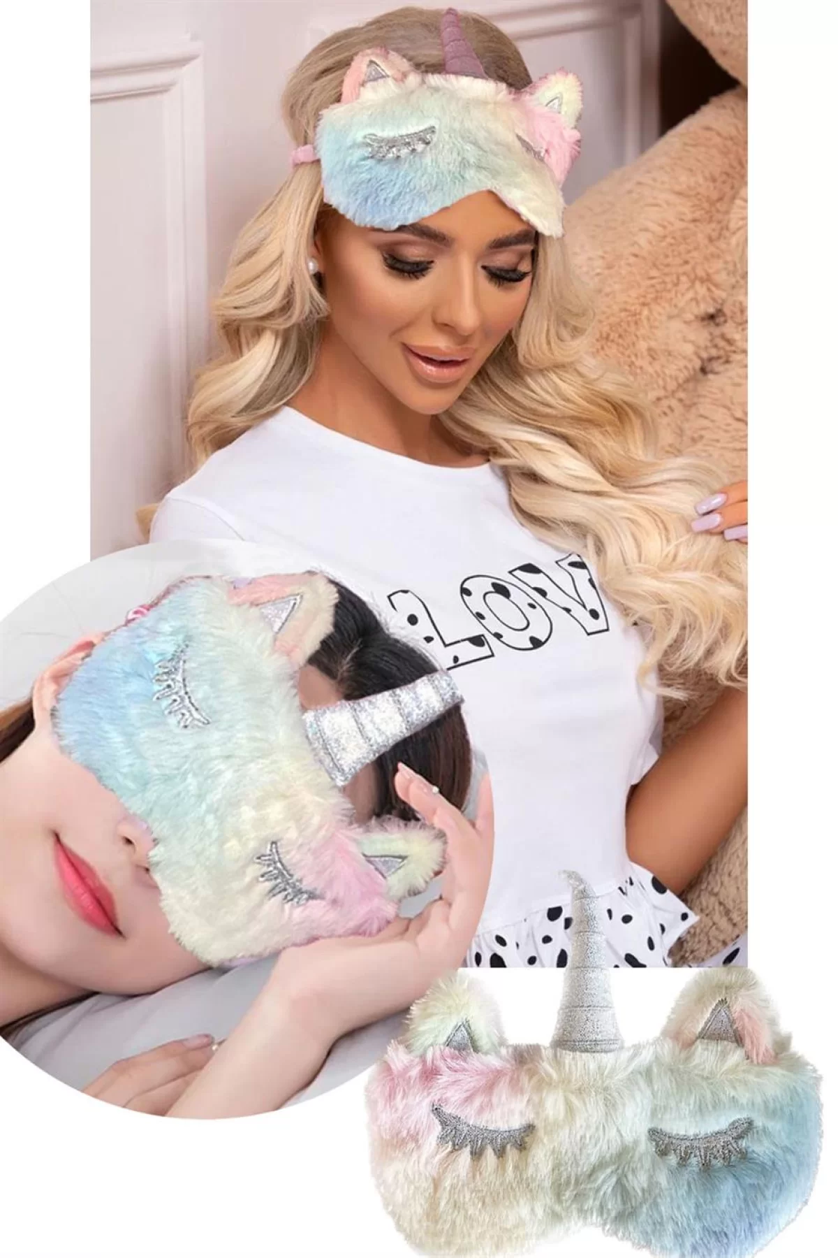 Çok Renkli Unicorn Uyku Bandı