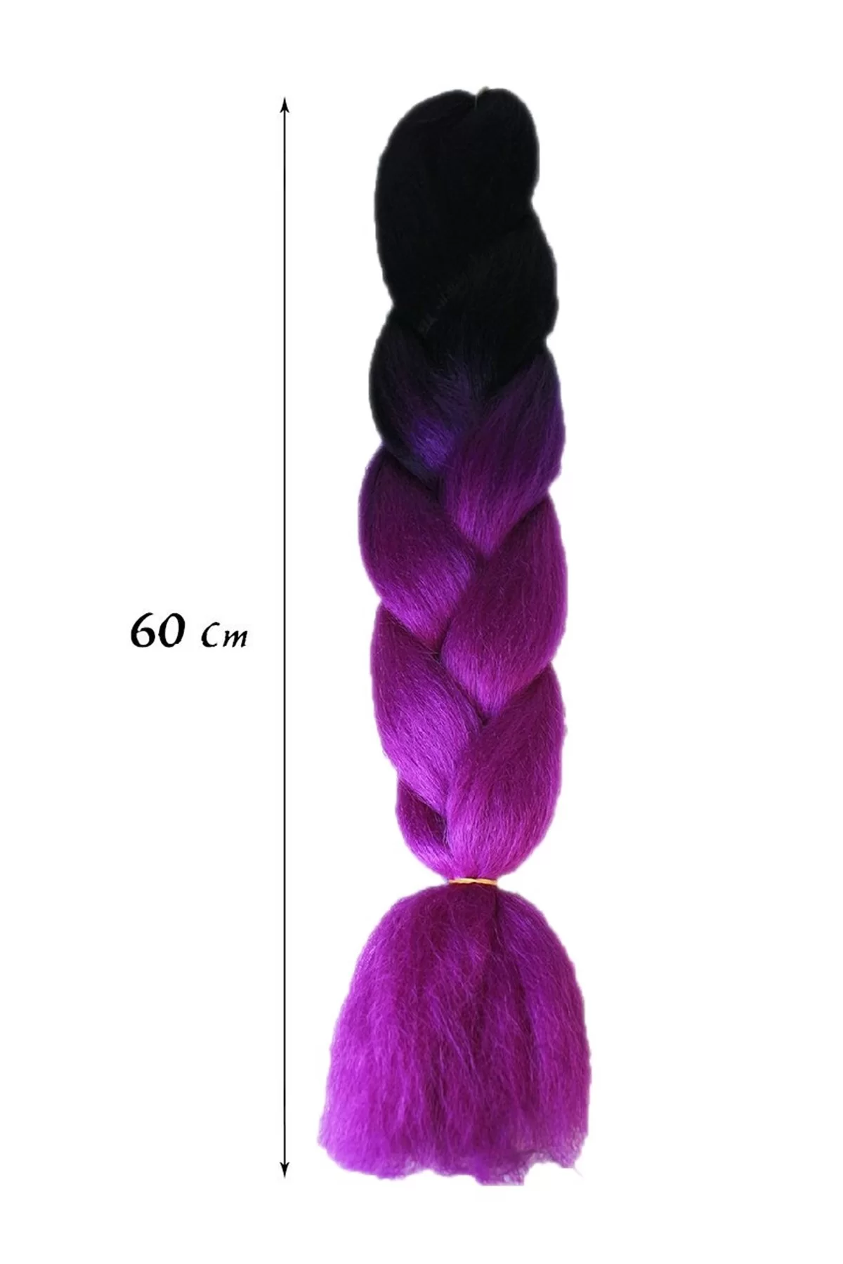 Eflatun Siyah İki Renk Ombreli Afrika Zenci Örgüsü Box Braid Sentetik Saç 60cm 100gr