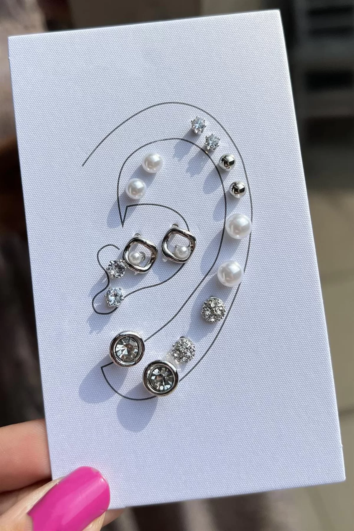 Gümüş Renk 16lı Küpe Set