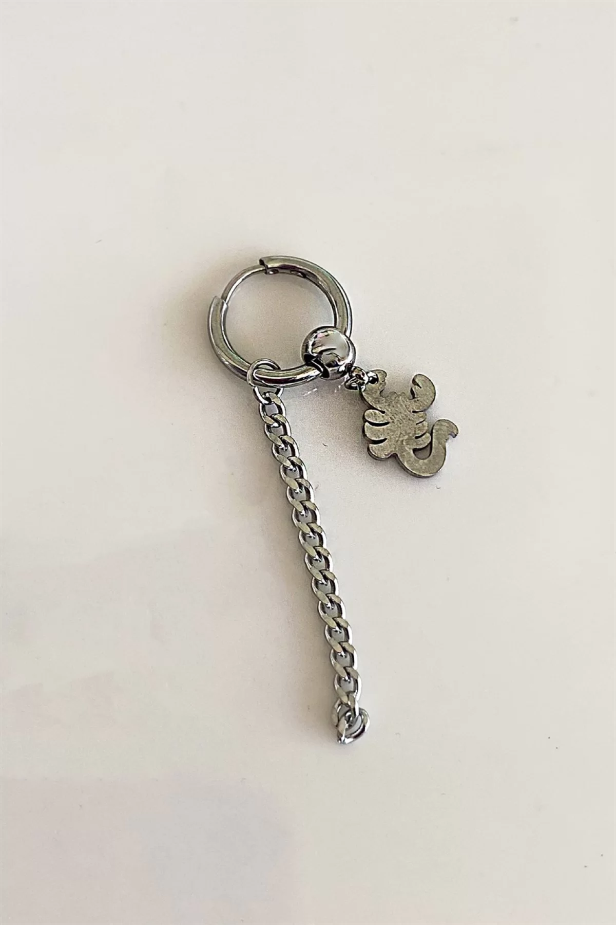 Gümüş Renk Akrep Figürlü Unisex Çelik Küpe (Tek)