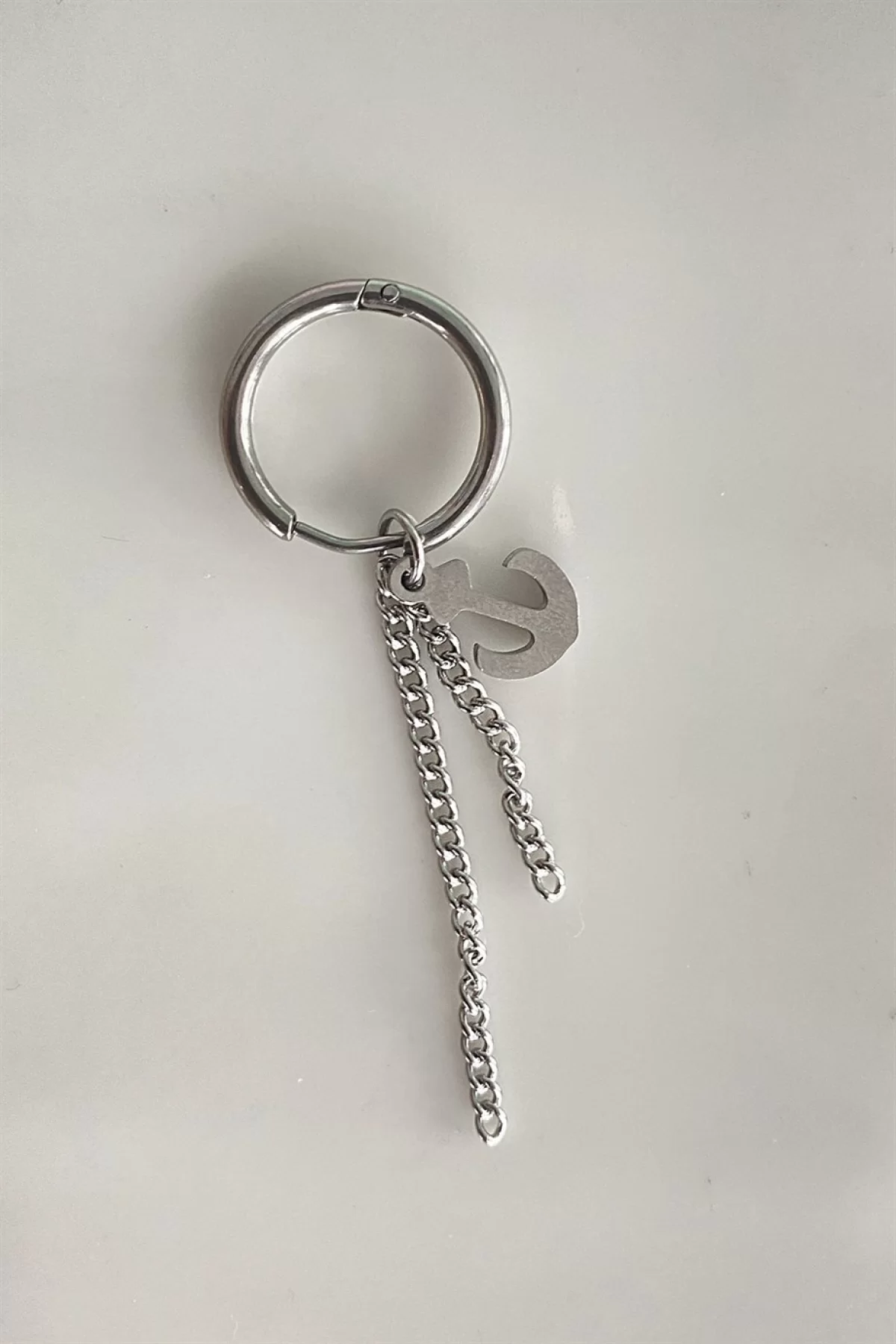 Gümüş Renk İnce Zincirli Çapa Figürlü Unisex Çelik Küpe (Tek)