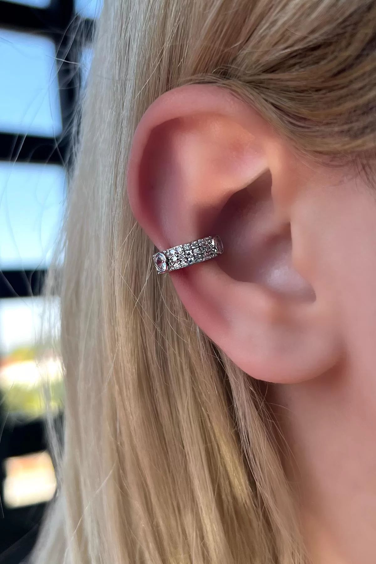 Gümüş Renk Taşlı Ear Cuff Küpe