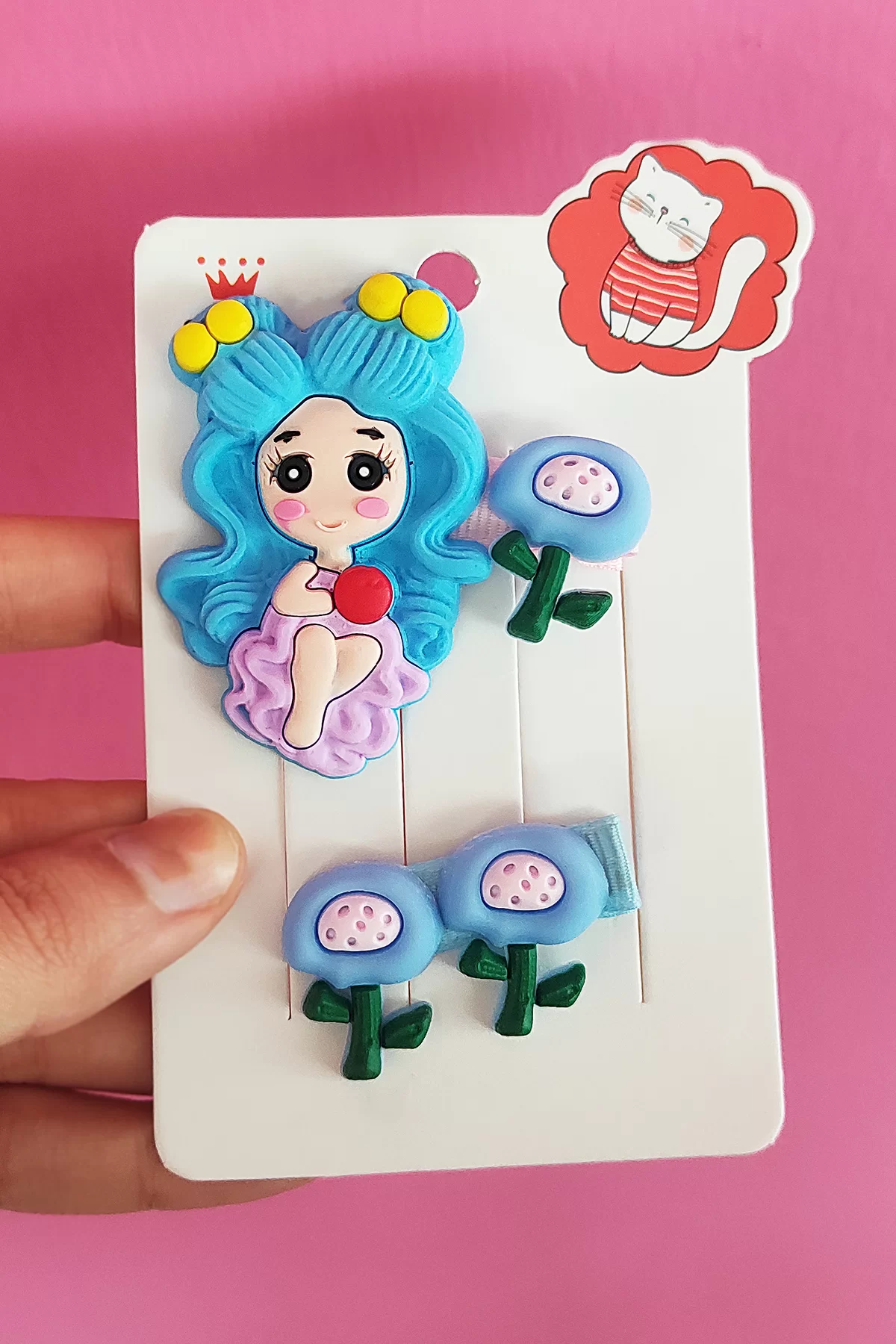 İkili Kız Figürlü Çocuk Pens Toka Set