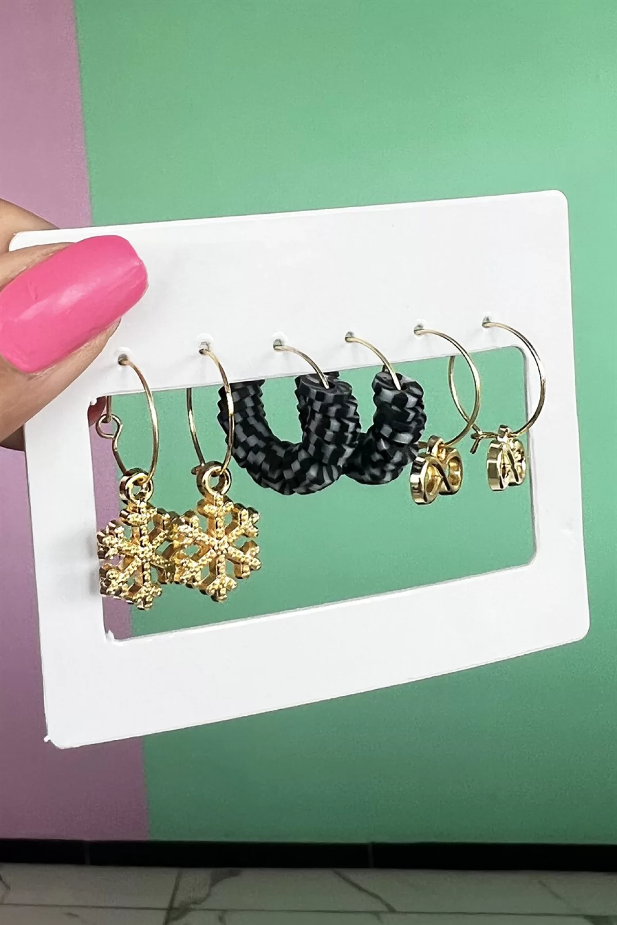Karışık Renk 6 Parça Küpe Set