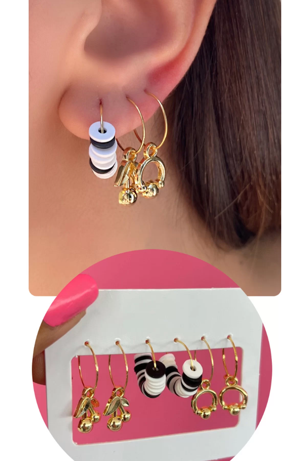 Karışık Renk 6 Parça Küpe Set