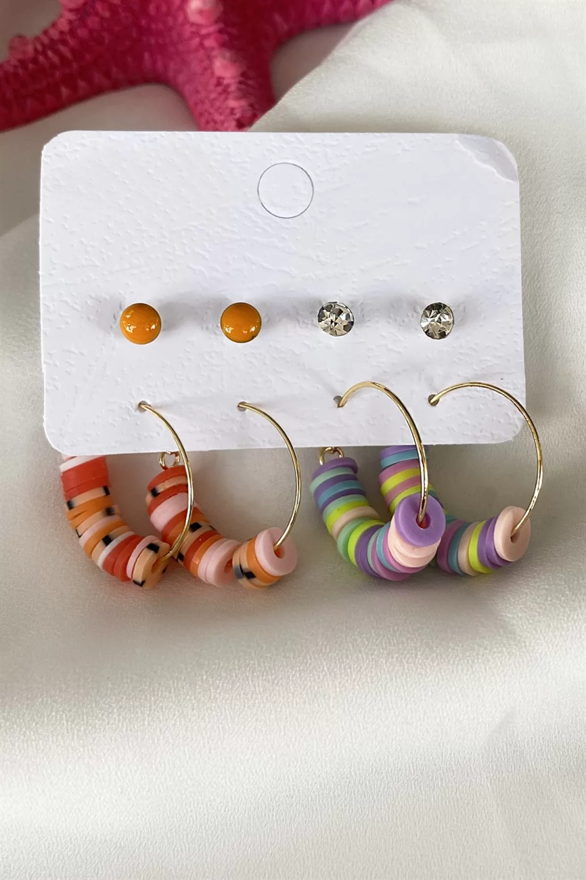 Karışık Renk 8 Parça Fimo Küpe Set
