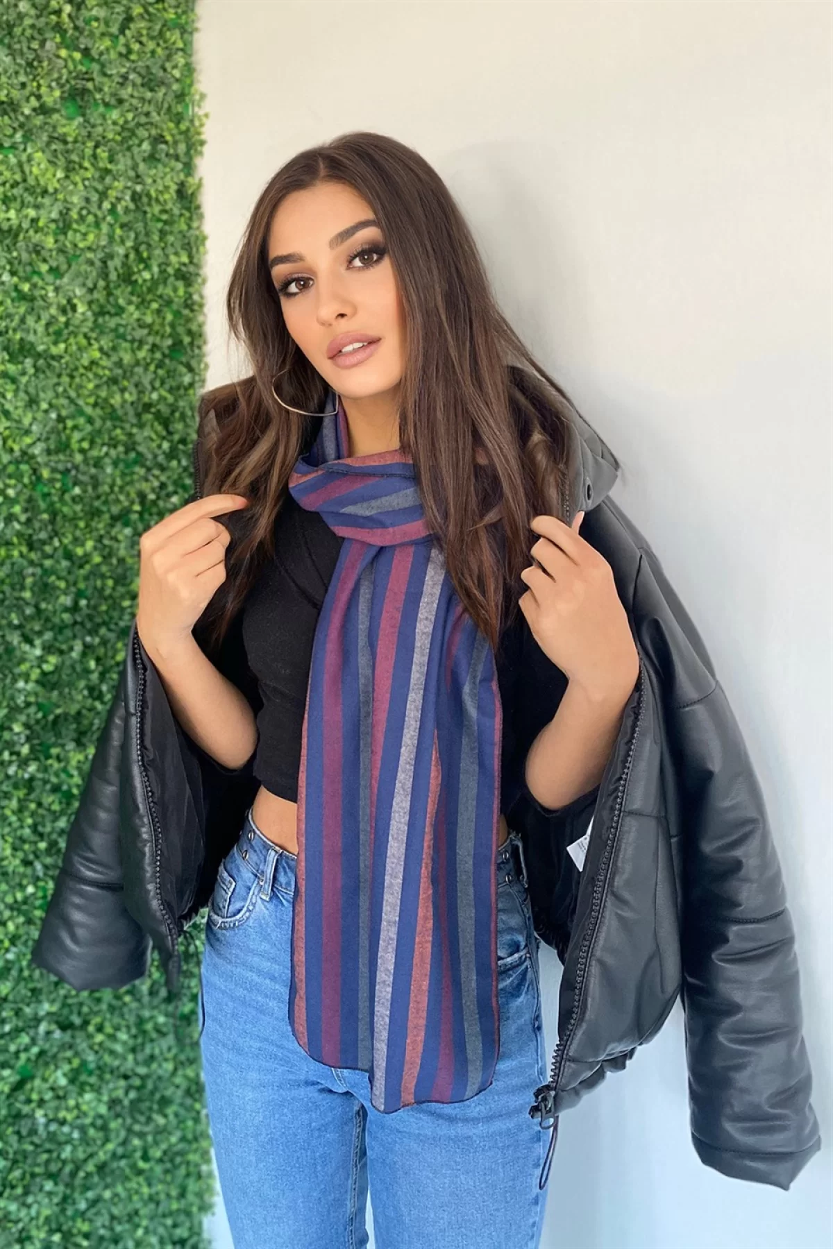 Karışık Renk Çizgili Unisex Atkı