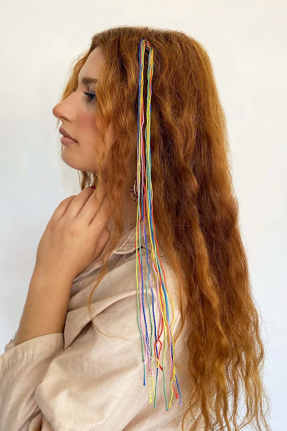 Karışık Renk Kalın İpli Saç Aksesuarı / 50 Cm