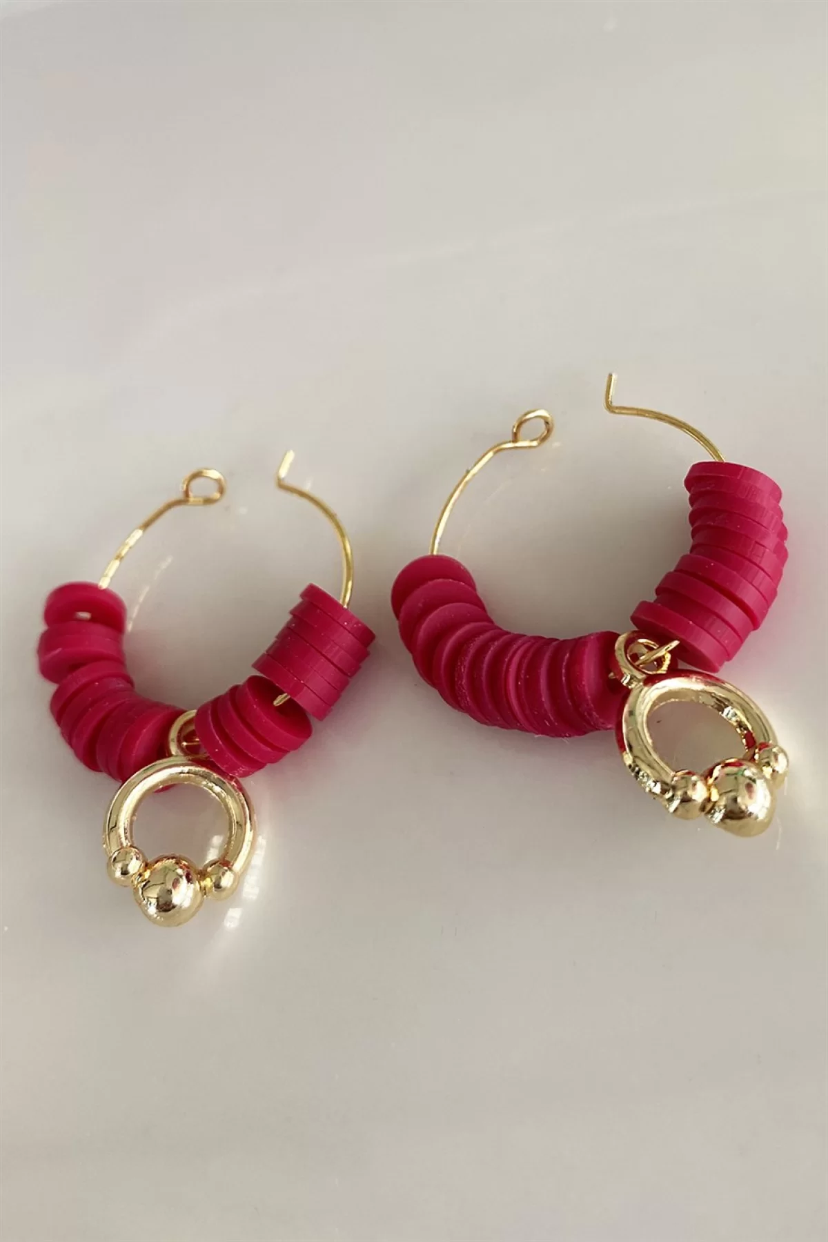 Kırmızı Renk Fimo Küpe (Çift)