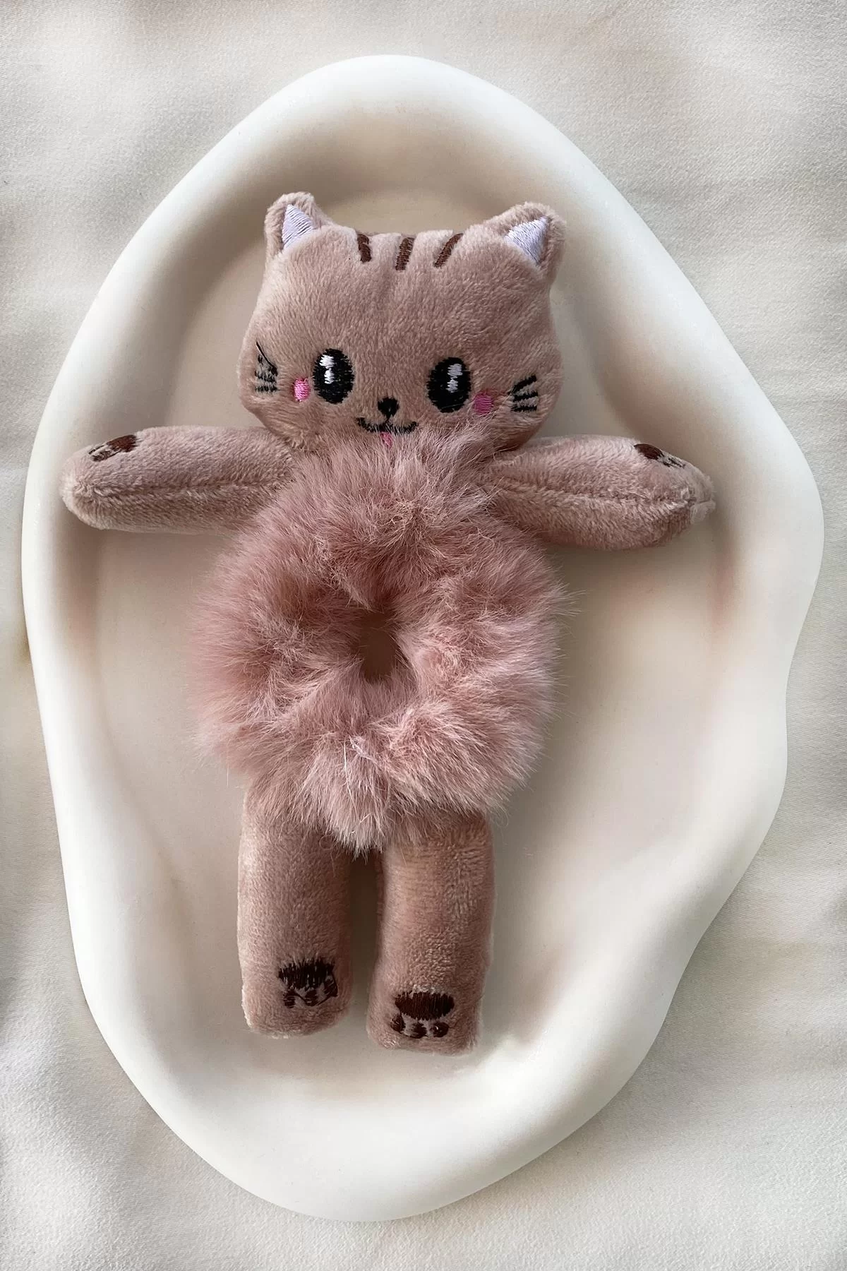 Koyu Pembe Renk Kedi Figürlü Simit Toka