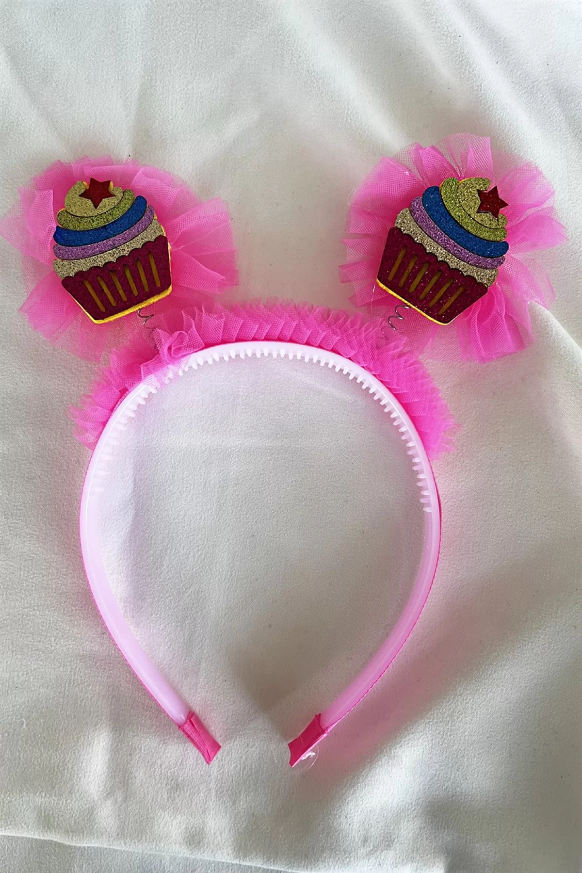 Pembe Renk Cupcake Figürlü Tüllü Taç