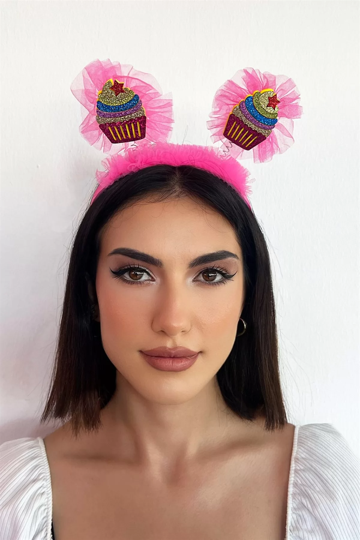 Pembe Renk Cupcake Figürlü Tüllü Taç