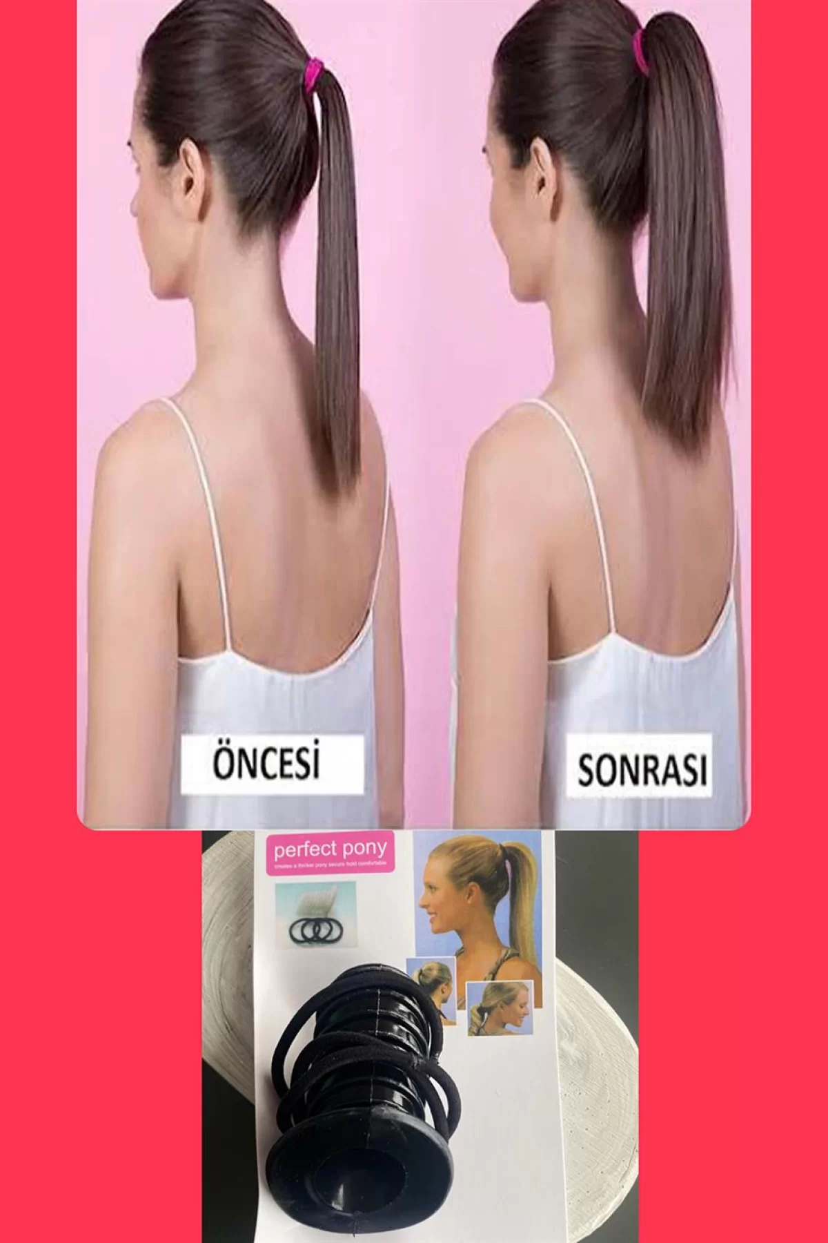 Siyah Renk Cool Hair At Kuyruğu Saç Modeli Dik Tutma Aparatı