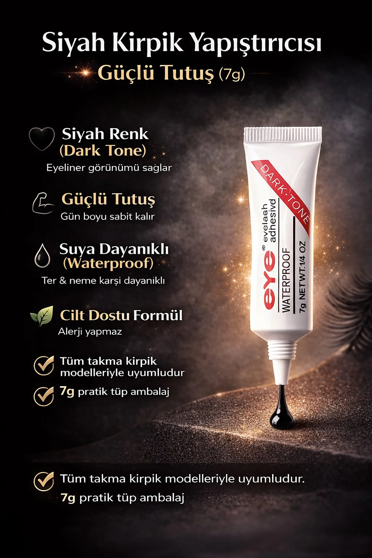 Siyah Renk Profesyonel Kirpik Yapıştırıcısı
