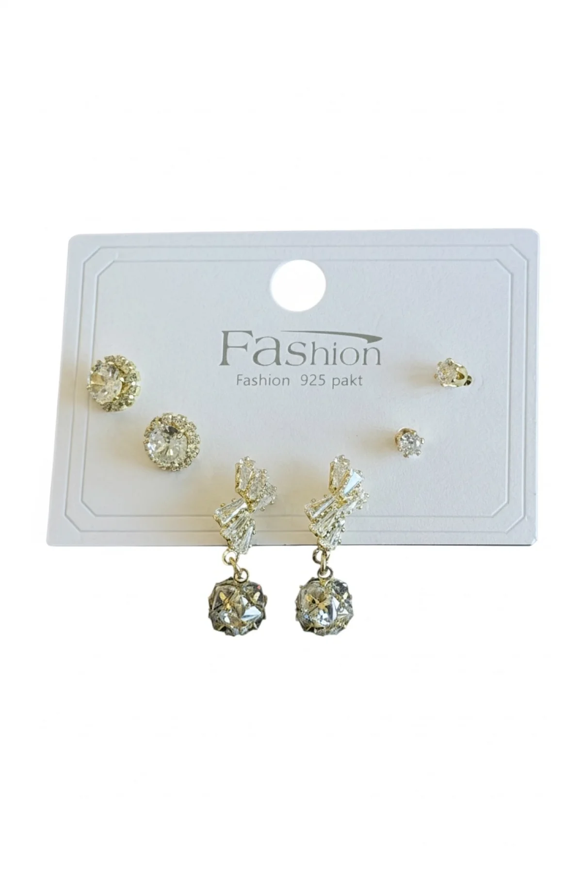 Altın Renk 6lı Taşlı Küpe Set
