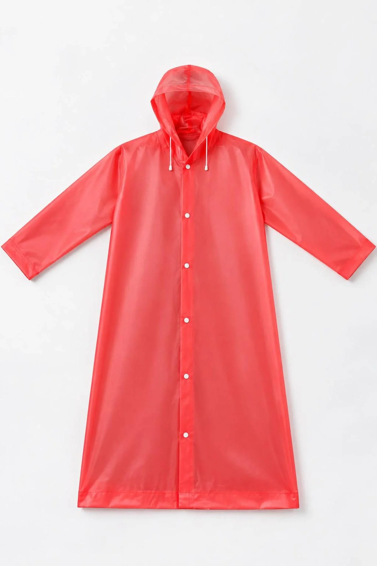 Nar Çiçeği Renk Kapüşonlu Unisex Yetişkin Yağmurluk