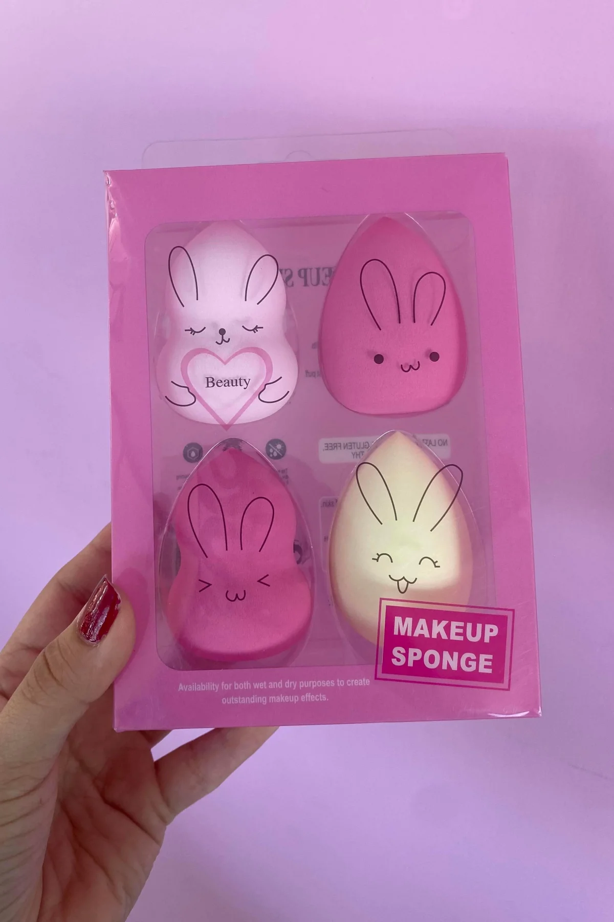 Pembe Renk 4´lü Makyaj Süngeri