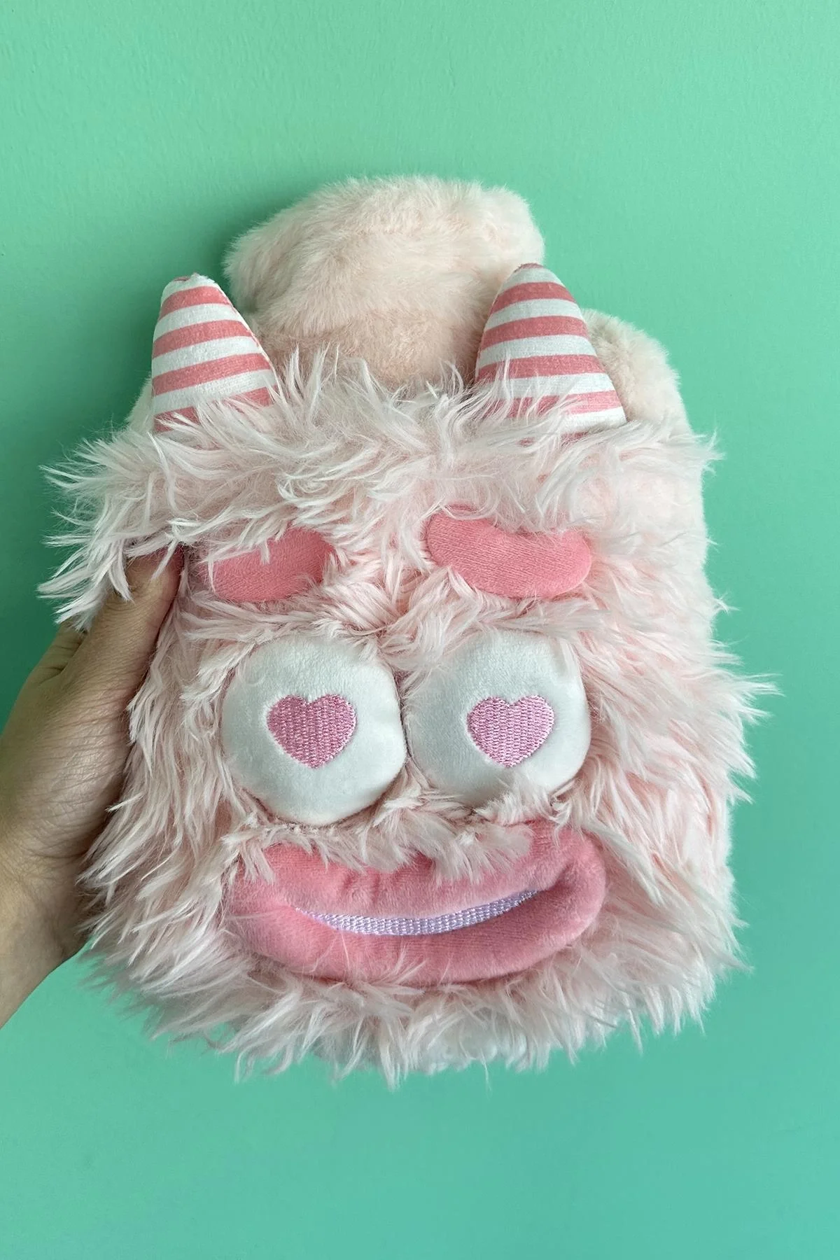 Pembe Renk Canavar Figürlü Peluş Sıcak Su Torbası