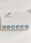 6lı Altın Renk Taşlı Küpe Set