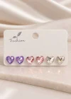 6lı Altın Renk Taşlı Küpe Set