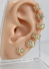 Altın Renk 6lı Taşlı Küpe Set