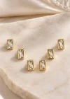 Altın Renk 6lı Taşlı Küpe Set