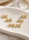 Altın Renk 6lı Taşlı Küpe Set