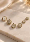 Altın Renk 6lı Taşlı Küpe Set