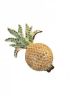 Altın Renk Ananas Figürlü Taş Detaylı Broş