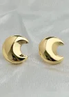 Altın Renk Ay Figürlü Çelik Küpe (Çift)