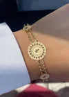 Altın Renk Çeyrek Figürlü Çelik Bileklik