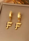 Altın Renk F Harf Çelik Küpe (Çift)
