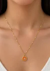 Altın Renk Göz Figürlü Çelik Kolye