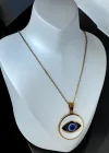 Altın Renk Göz Figürlü Çelik Kolye