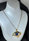 Altın Renk Göz Figürlü Çelik Kolye