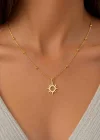 Altın Renk Güneş Figürlü Çelik Kolye