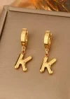 Altın Renk K Harf Çelik Küpe (Çift)