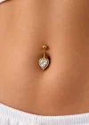 Altın Renk Kalp Figürlü Cerrahi Çelik Göbek Piercing