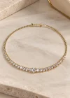 Altın Renk Kalp Figürlü Taşlı Choker Kolye