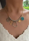 Altın Renk Karışık Charmlı Kolye