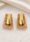 Altın Renk Mineli Küpe (Çift)