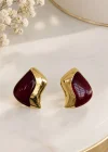 Altın Renk Taş Detaylı Küpe (Çift)