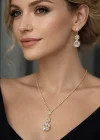 Altın Renk Taş Detaylı Abiye Set