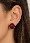 Bordo Renk Taş Detaylı Küpe (Çift)