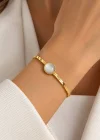 Altın Renk Taşlı Çelik Bileklik