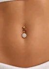 Altın Renk Taşlı Cerrahi Çelik Göbek Piercing