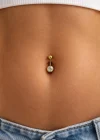 Altın Renk Taşlı Cerrahi Çelik Göbek Piercing