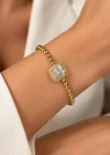 Altın Renk Taşlı Kelepçe Bileklik
