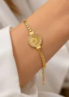 Altın Renk Tuğra Figürlü Çelik Bileklik